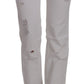 Chic White Slim Fit Cotton Jeans - SEHABRANDS