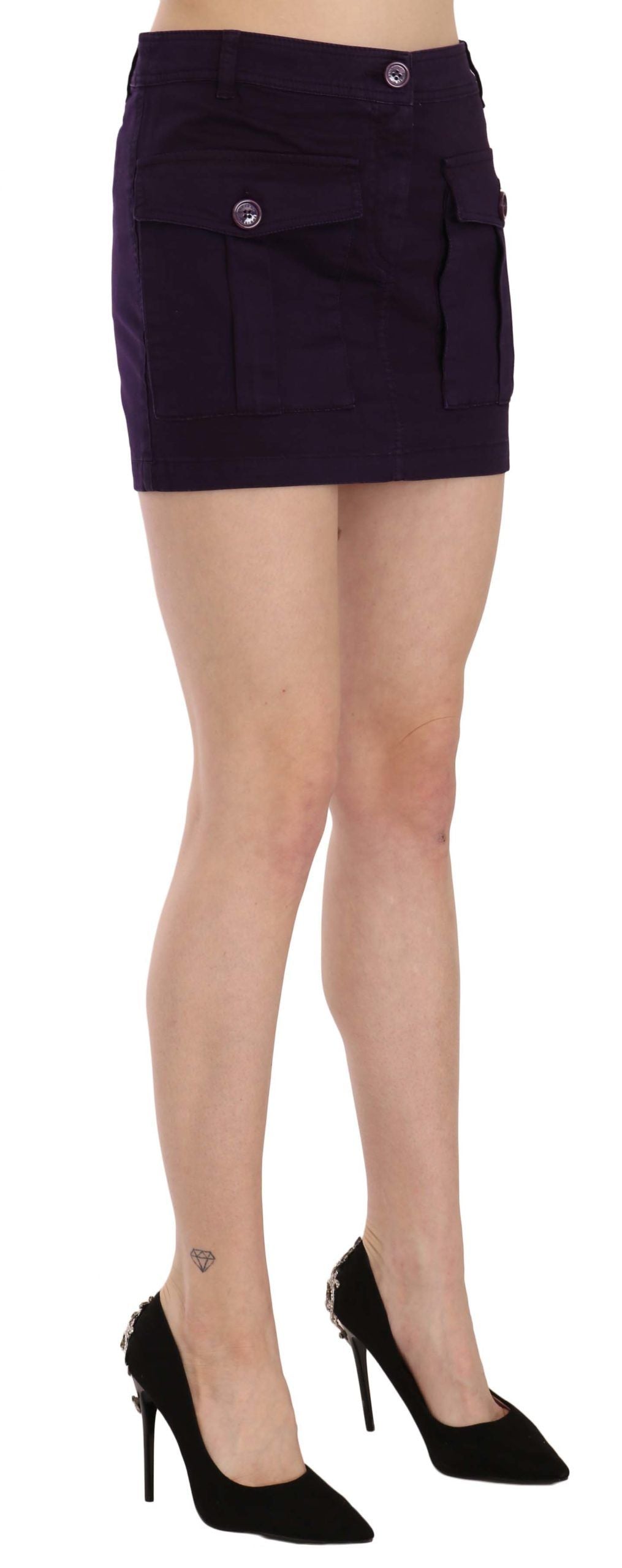 Elegant Purple High-Waist A-Line Mini Skirt - SEHABRANDS