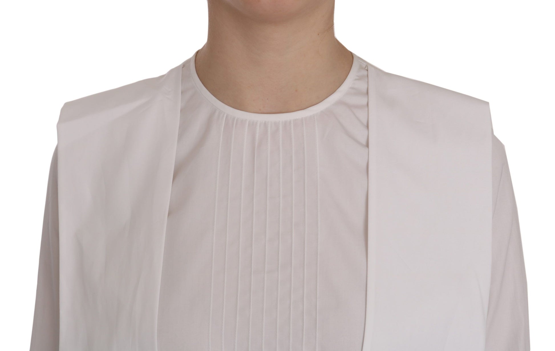 Elegant White Cotton Crew Neck Top - SEHABRANDS