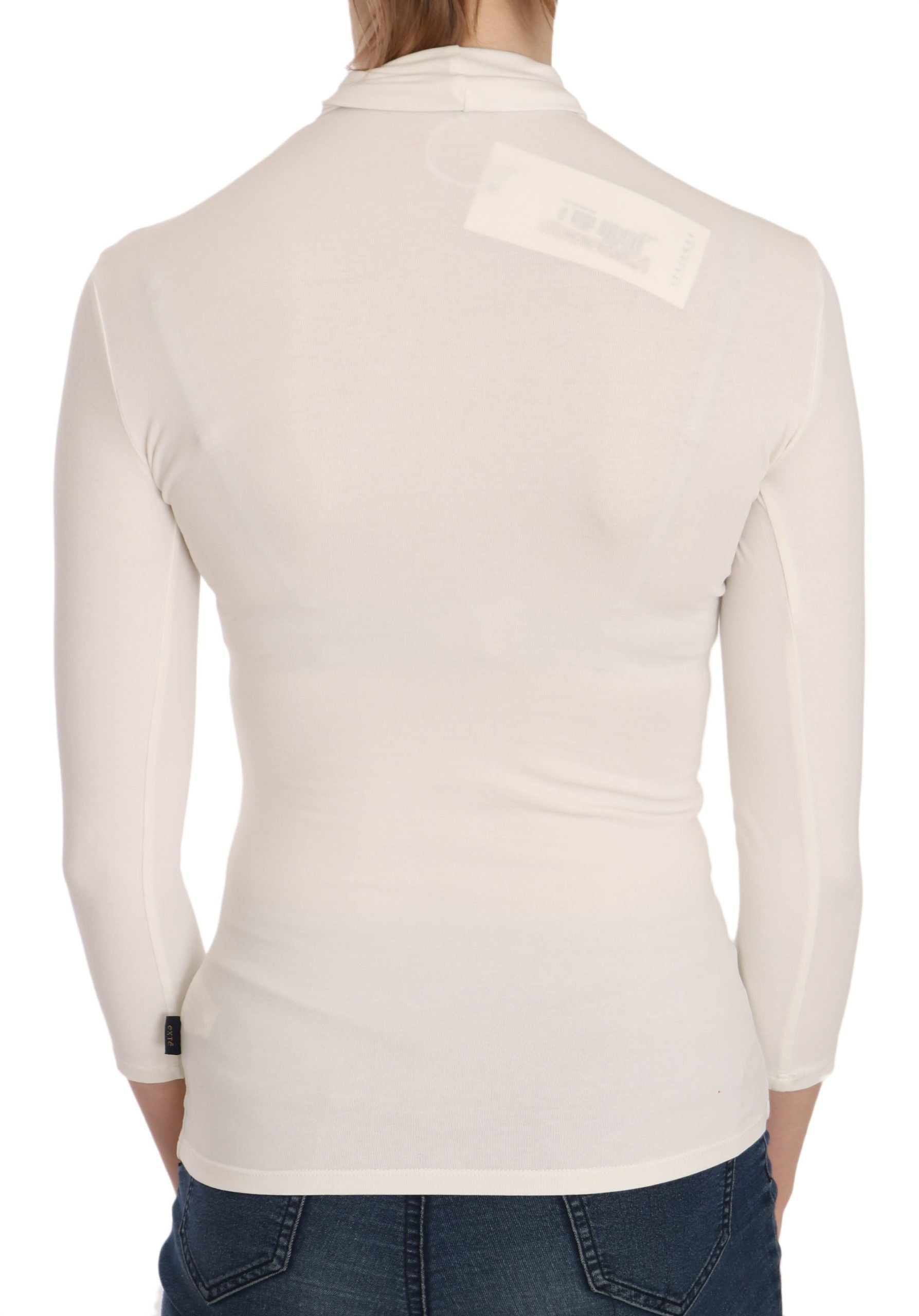 Elegant White Long Sleeve Crew Neck Top - SEHABRANDS