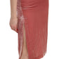 Pink Lace Silk-Blend Midi Dress with Side Slit - SEHABRANDS