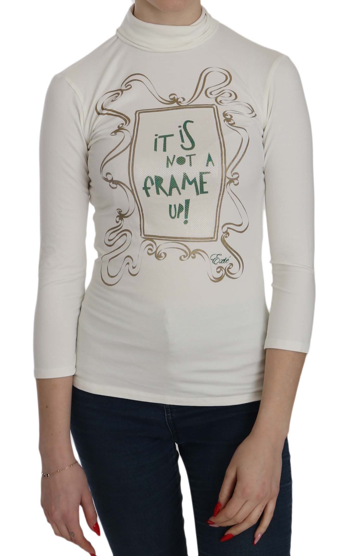 Chic White Printed Turtle Neck Blouse - SEHABRANDS