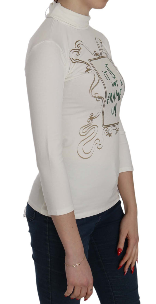 Chic White Printed Turtle Neck Blouse - SEHABRANDS