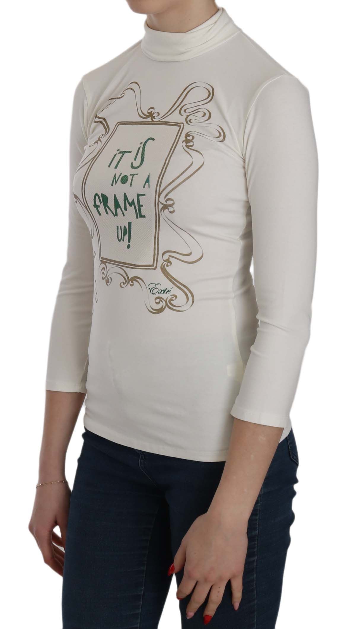 Chic White Printed Turtle Neck Blouse - SEHABRANDS