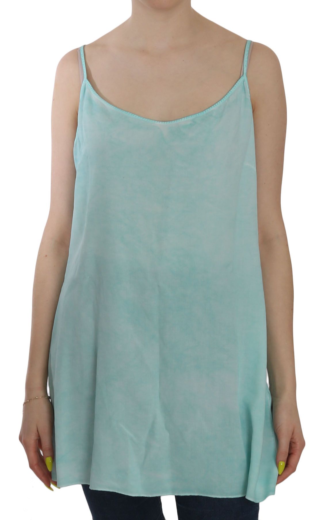 Elegant Spaghetti Strap Sleeveless Blue Top - SEHABRANDS