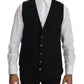 Dolce & Gabbana Sleek Black Cotton Blend Dress Vest