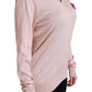 Dolce & Gabbana Pink Floral Silk V-Neck Sweater