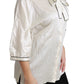 Dolce & Gabbana Elegant Beige Silk Blouse with Bow Scarf