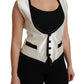 Dolce & Gabbana Elegant Silk Sleeveless Vest in Black & White