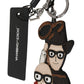 Dolce & Gabbana Chic Leather-Trim Keychain with Brass Accents