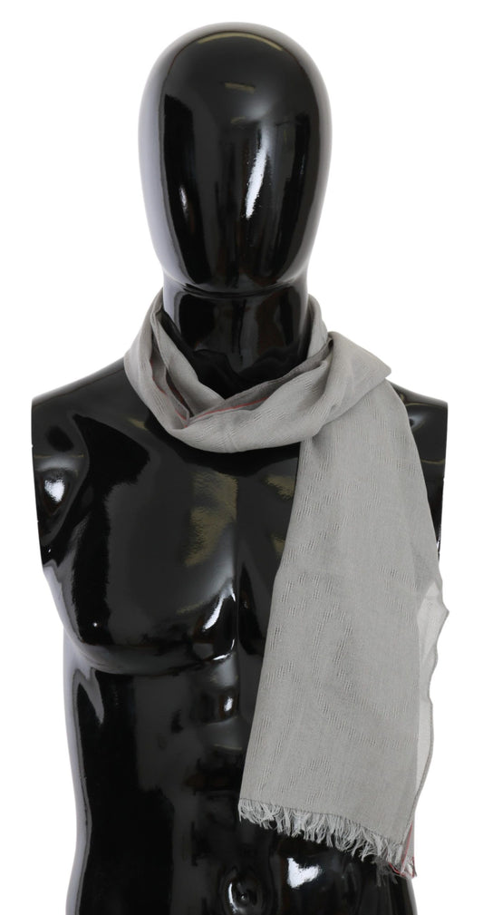 Elegant Gray Cotton Men's Scarf - SEHABRANDS