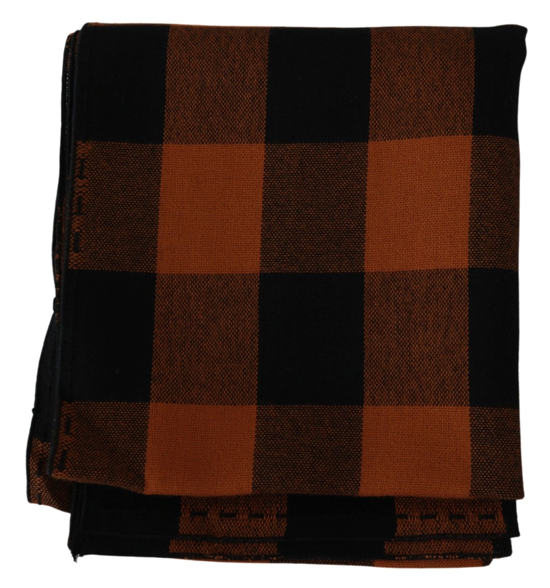 Chic Orange Check Wool Blend Scarf - SEHABRANDS