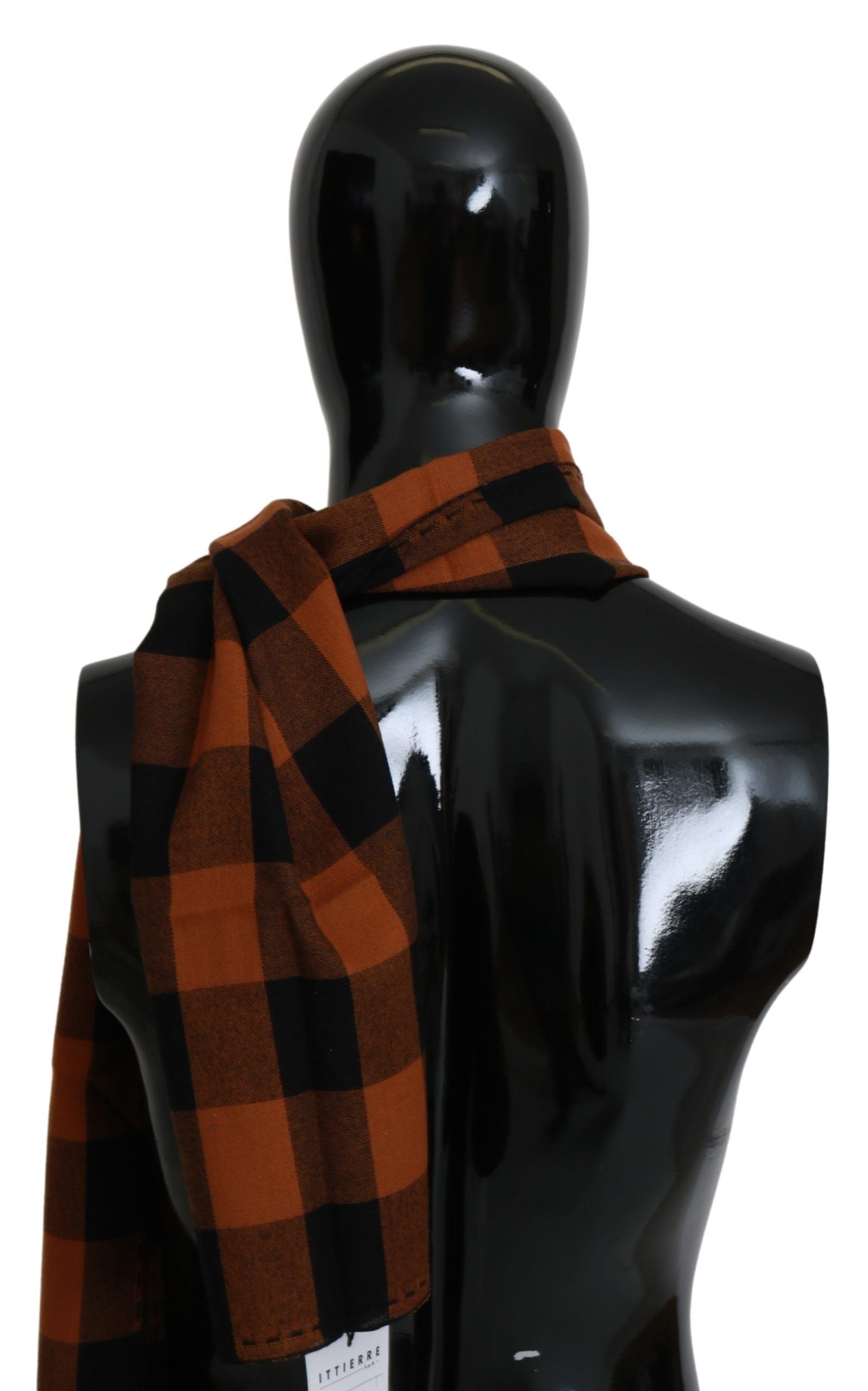 Chic Orange Check Wool Blend Scarf - SEHABRANDS