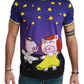 Dolce & Gabbana Purple Cotton Round Neck T-Shirt with Pig Motif