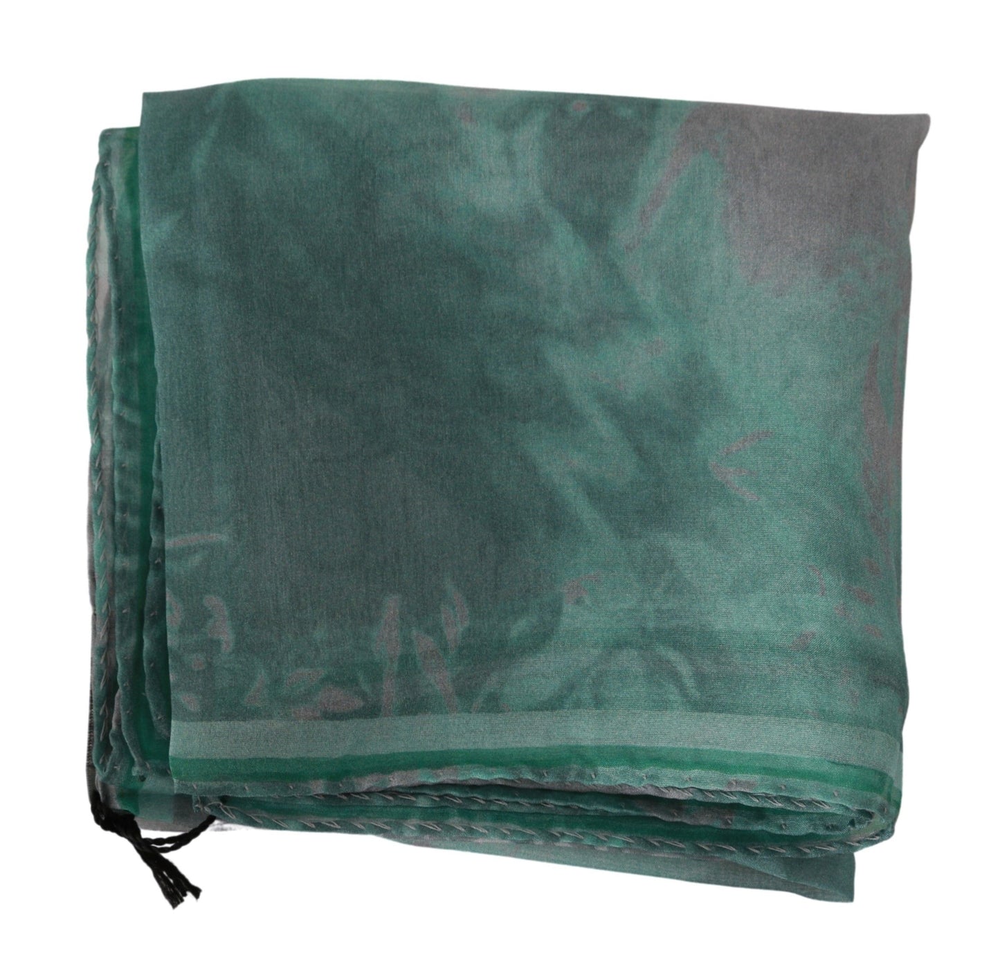 Elegant Silk Green Printed Scarf - SEHABRANDS