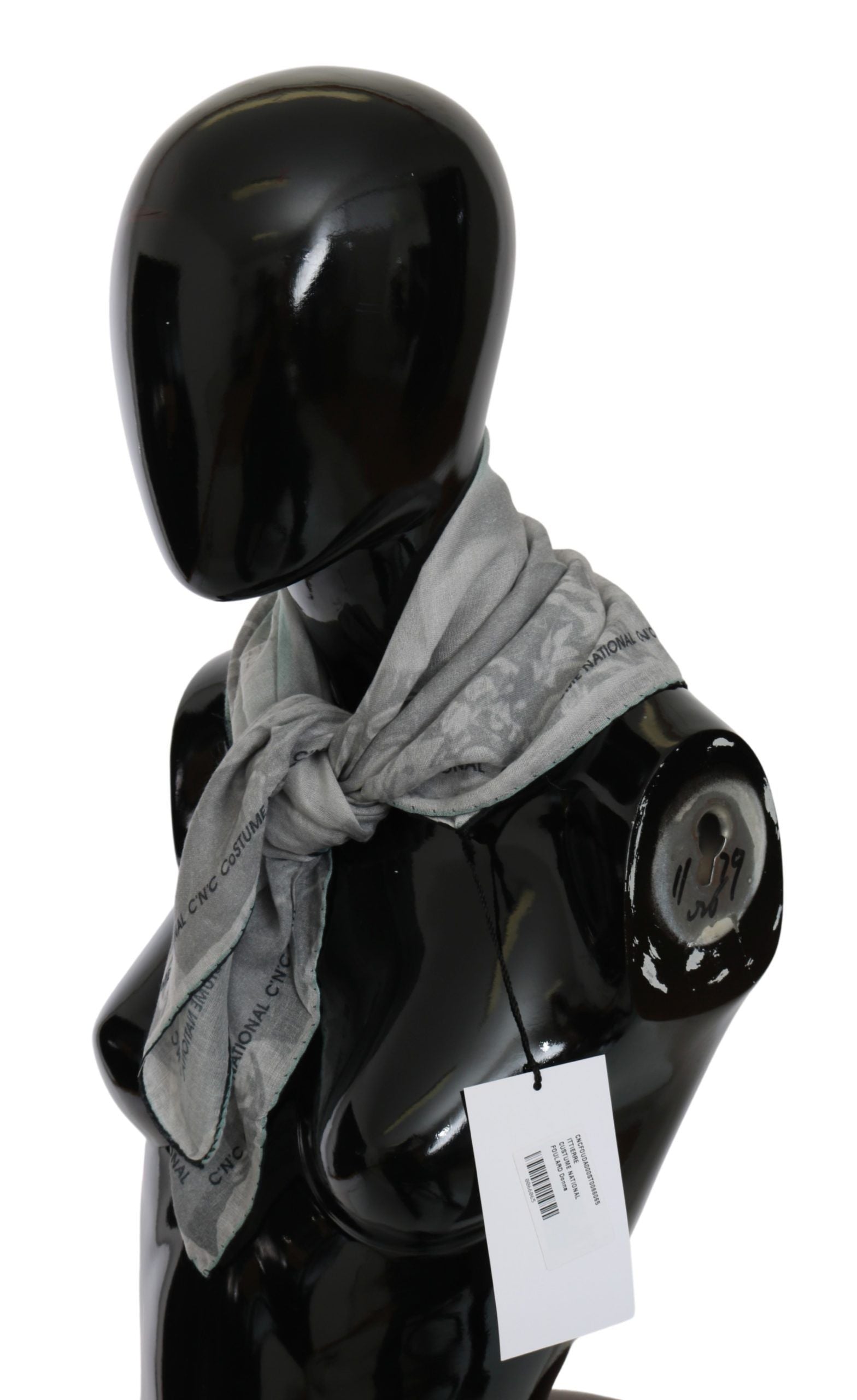 Elegant Gray Silk Scarf for Women - SEHABRANDS