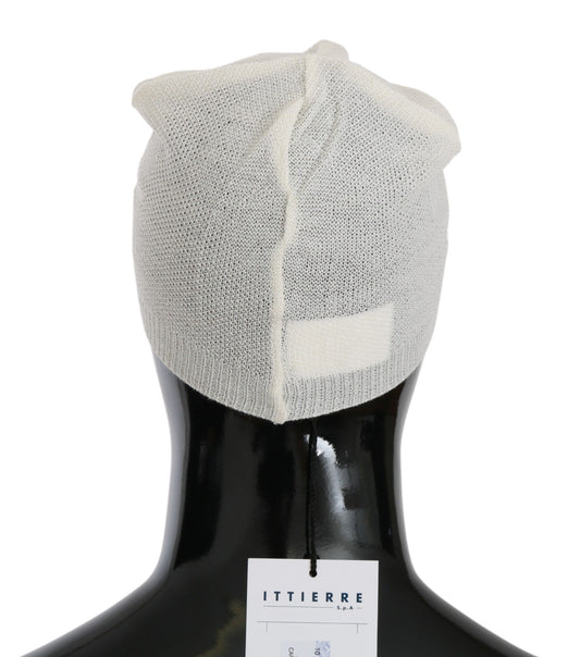 Elegant White Wool Blend Beanie Hat - SEHABRANDS