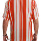 Dolce & Gabbana Elegant Striped Silk Shirt - White & Orange