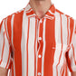 Dolce & Gabbana Elegant Striped Silk Shirt - White & Orange