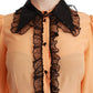 Dolce & Gabbana Silk Blend Yellow Blouse with Sequined Collar