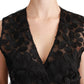 Dolce & Gabbana Elegant Floral Black Silk Blend Vest