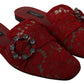 Dolce & Gabbana Radiant Red Slide Flats with Crystal Embellishments