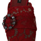 Dolce & Gabbana Radiant Red Slide Flats with Crystal Embellishments