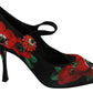 Dolce & Gabbana Floral Mary Janes Pumps with Crystal Detail