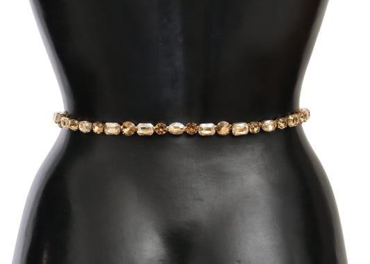 Dolce & Gabbana Champagne Crystal Embellished Leather Belt