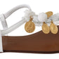 Dolce & Gabbana Pom Pom Flip Flop Ankle Strap Flats