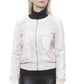 Chic Beige Perforated Faux Leather Jacket - SEHABRANDS