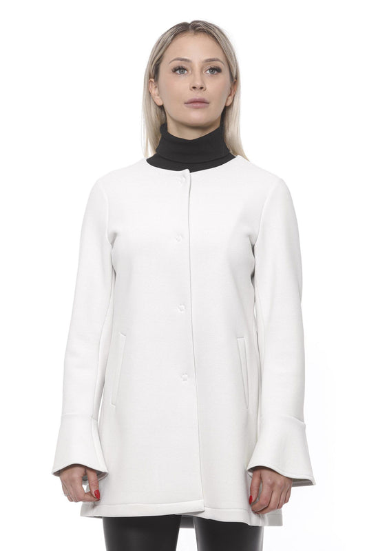 Elegant White Neoprene Woman Coat - SEHABRANDS