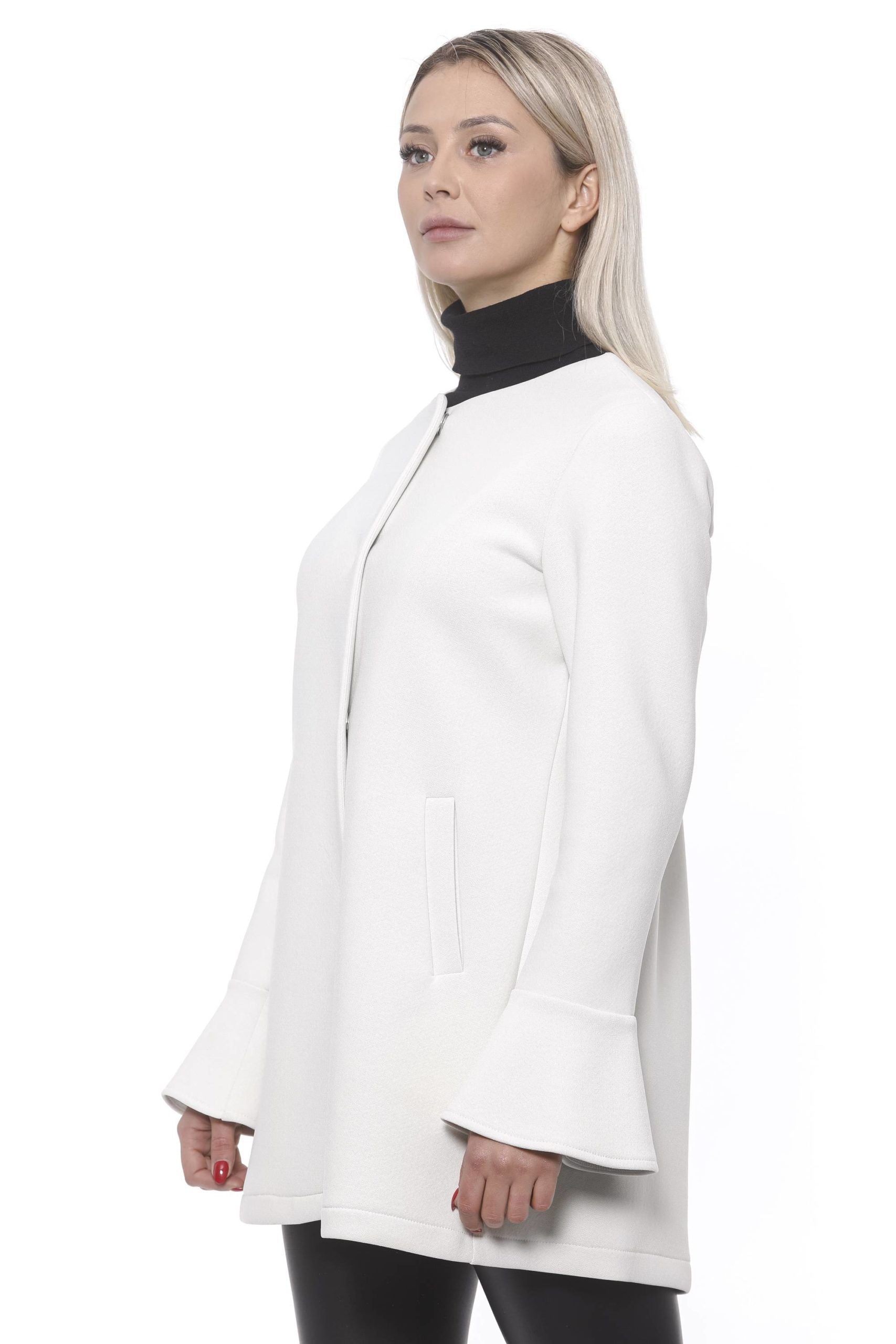 Elegant White Neoprene Woman Coat - SEHABRANDS