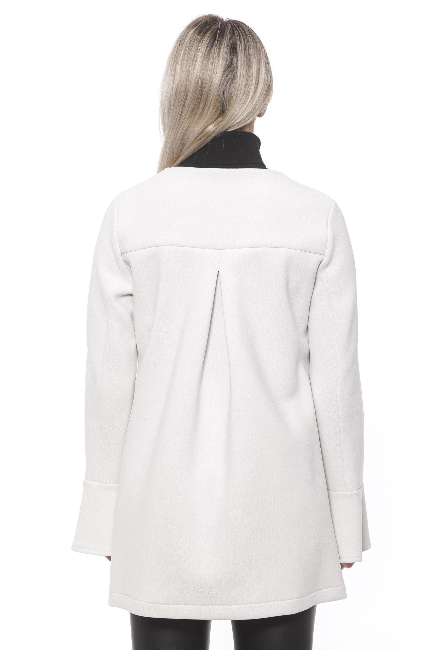 Elegant White Neoprene Woman Coat - SEHABRANDS