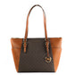 Charlotte Signature Leather Large Top Zip Tote Handbag Bag (Brown) - SEHABRANDS