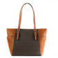 Charlotte Signature Leather Large Top Zip Tote Handbag Bag (Brown) - SEHABRANDS