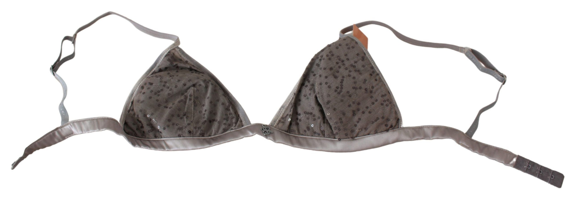 Sequined Gray Triangolo Bra Luxury Underwear - SEHABRANDS