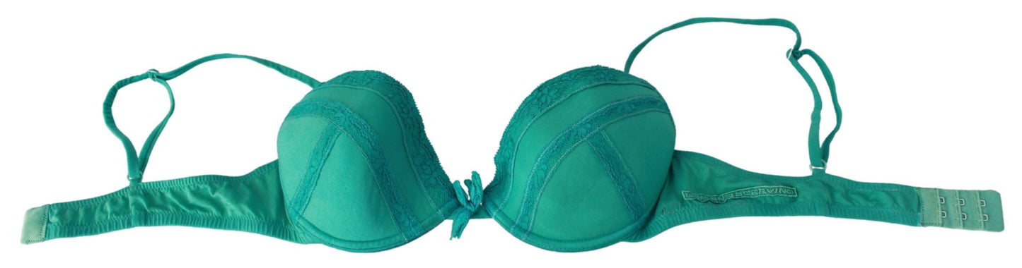 Luxurious Green Cotton Push Up Bra - SEHABRANDS