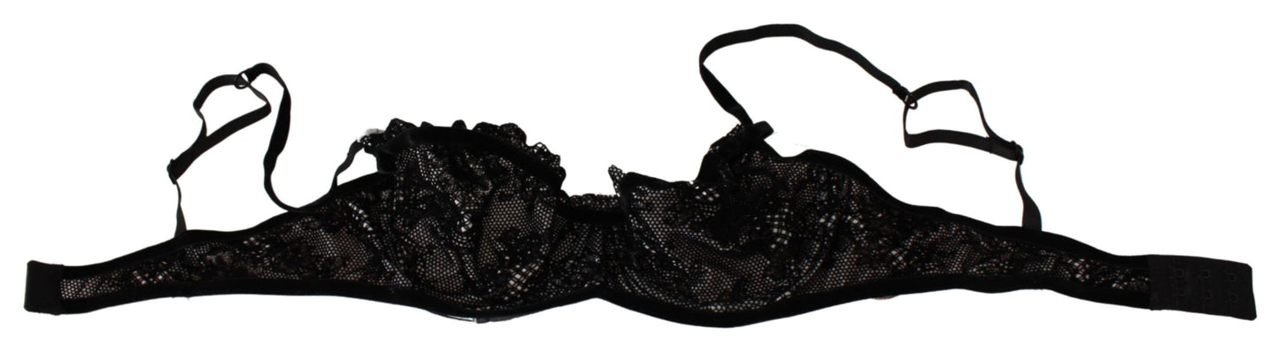 Sleek Black Mesh Balconcino Bra - SEHABRANDS