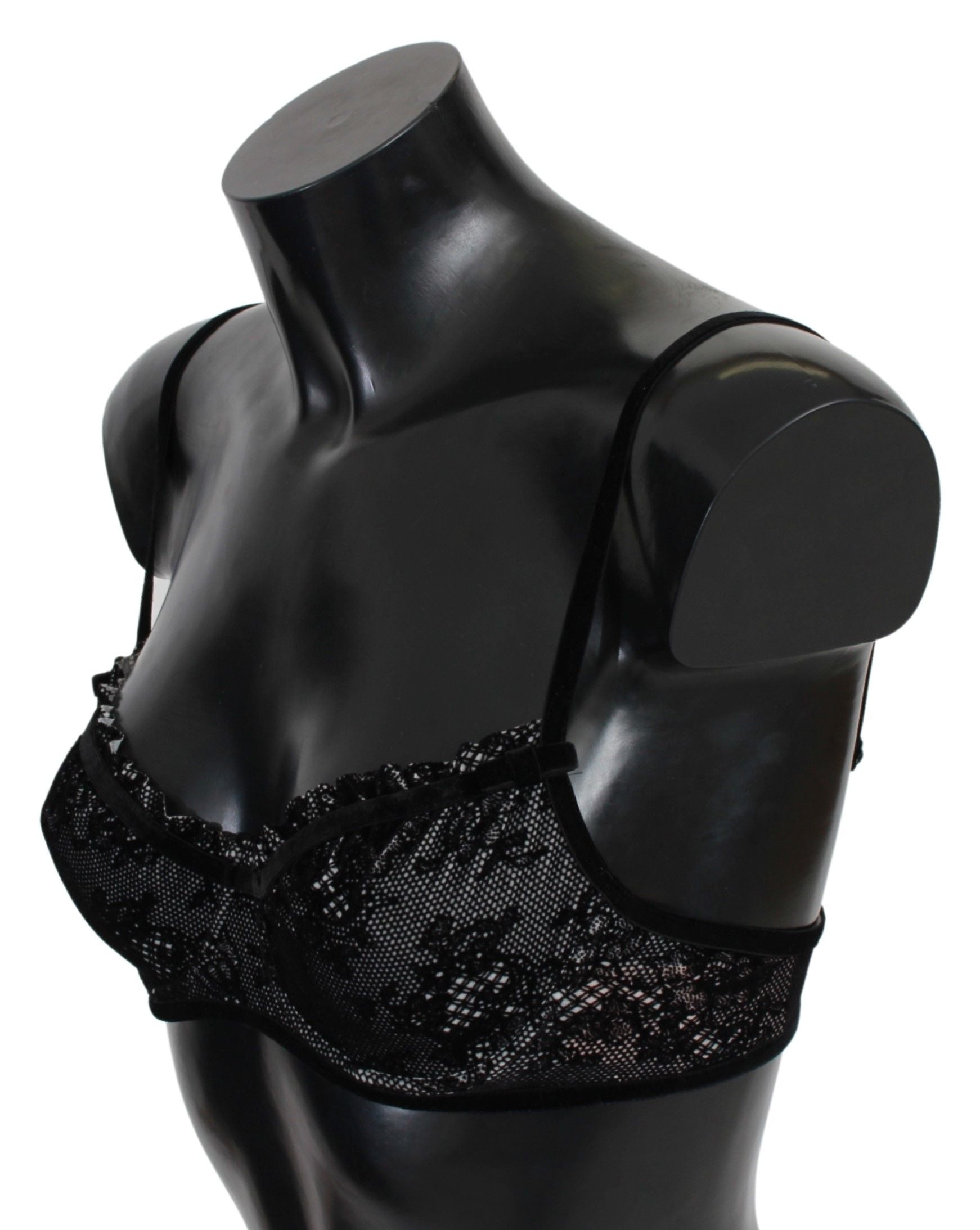 Sleek Black Mesh Balconcino Bra - SEHABRANDS