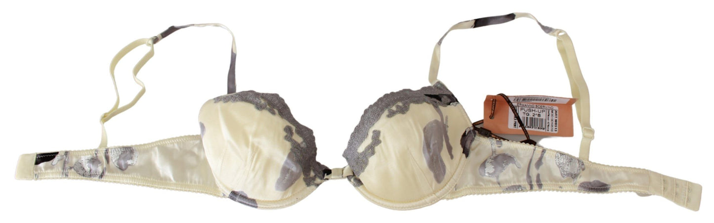 Silk Blend Push-Up Bra in Beige and Gray - SEHABRANDS