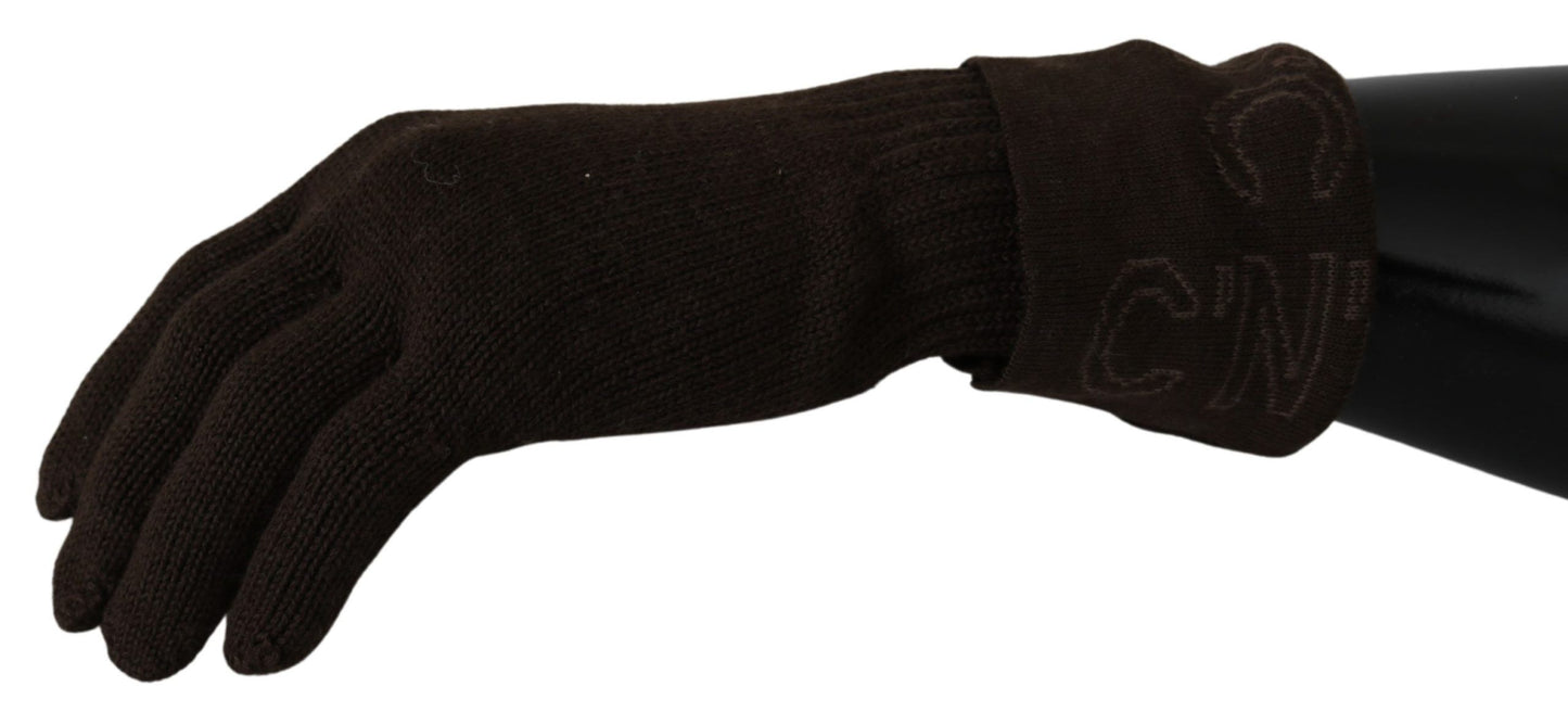 Elegant Brown Knitted Gloves - SEHABRANDS