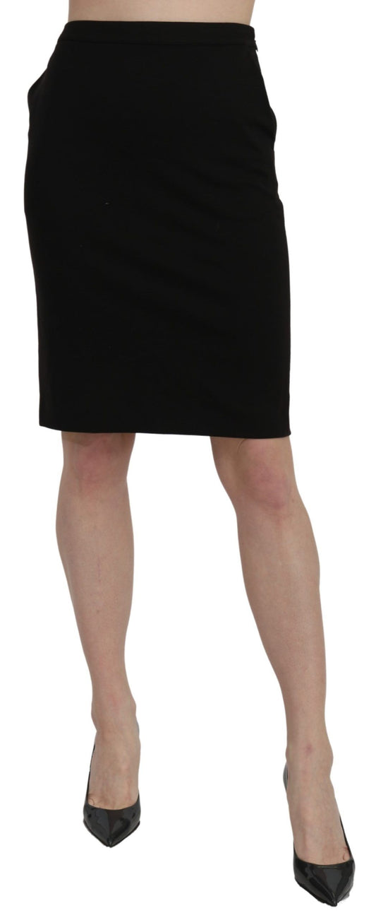 Chic High Waist Black Linen Skirt - SEHABRANDS