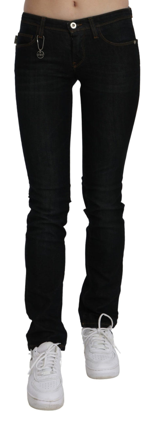 Chic Black Mid Waist Slim Fit Denim Jeans - SEHABRANDS