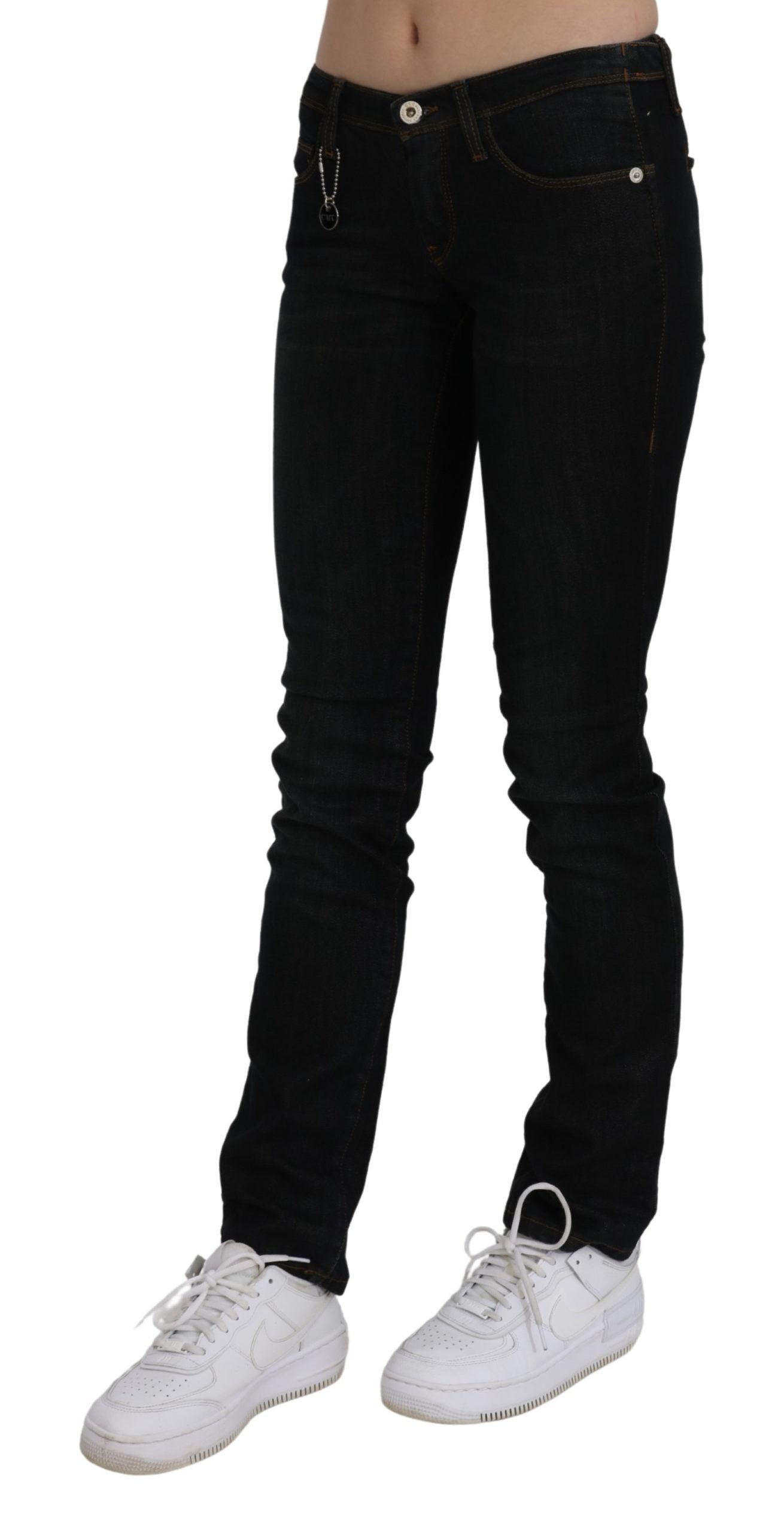 Chic Black Mid Waist Slim Fit Denim Jeans - SEHABRANDS