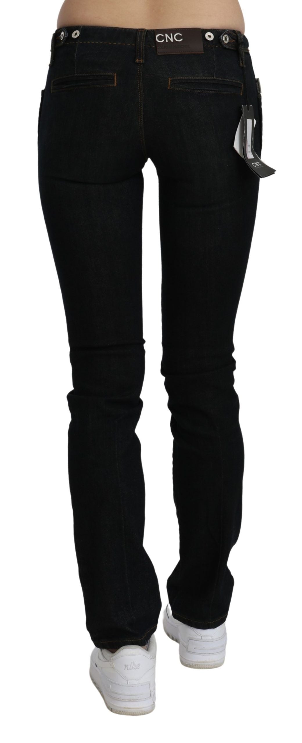 Chic Black Mid Waist Slim Fit Denim Jeans - SEHABRANDS