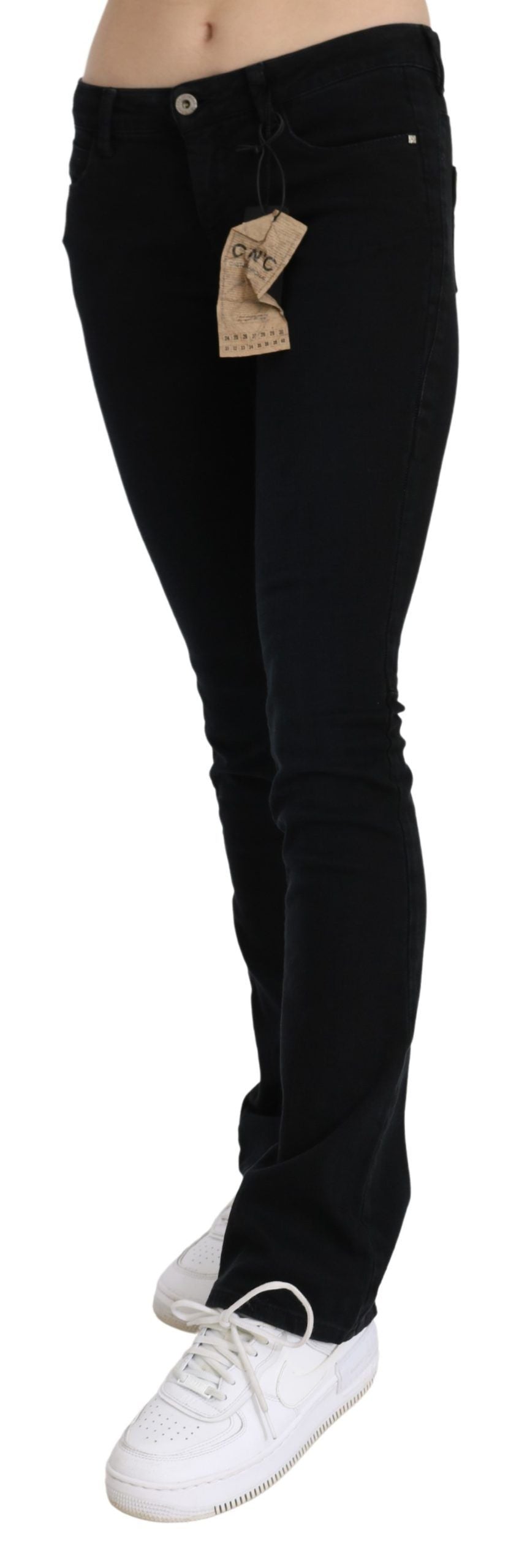 Chic Black Slim Fit Low Waist Denim - SEHABRANDS