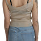 Elegant Beige Sleeveless Spaghetti Strap Tank - SEHABRANDS