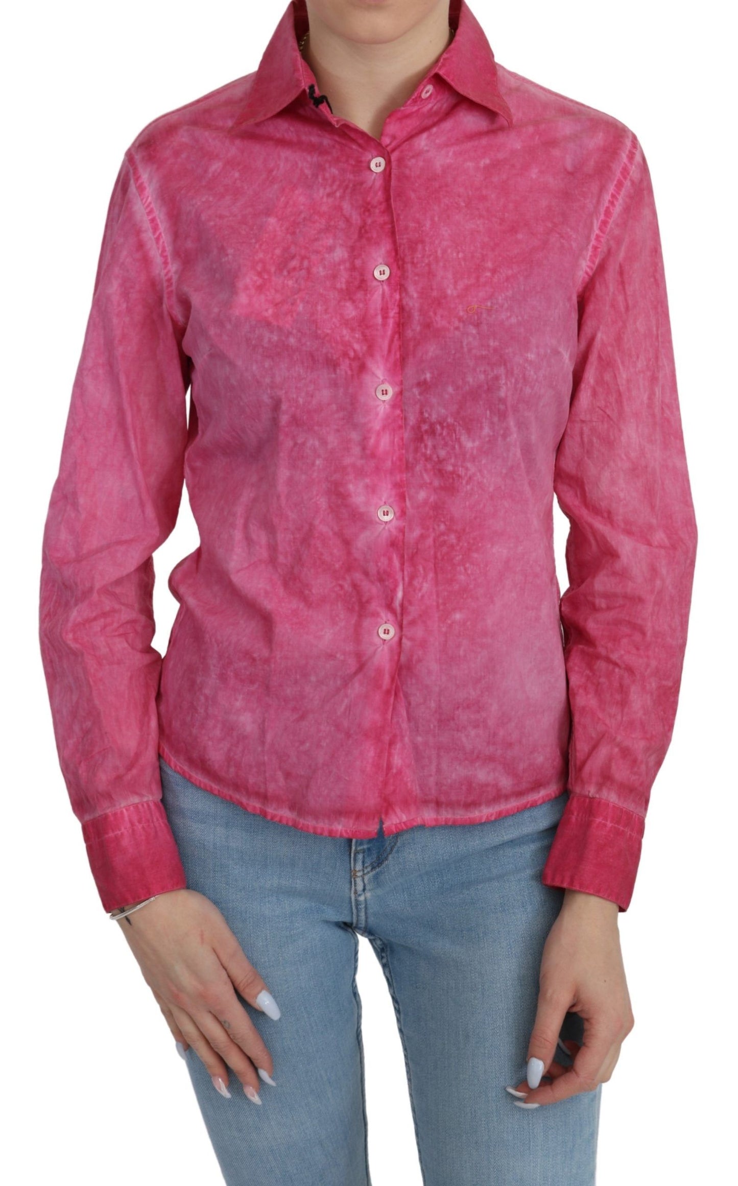 Chic Pink Cotton Polo Blouse by Ermanno Scervino - SEHABRANDS