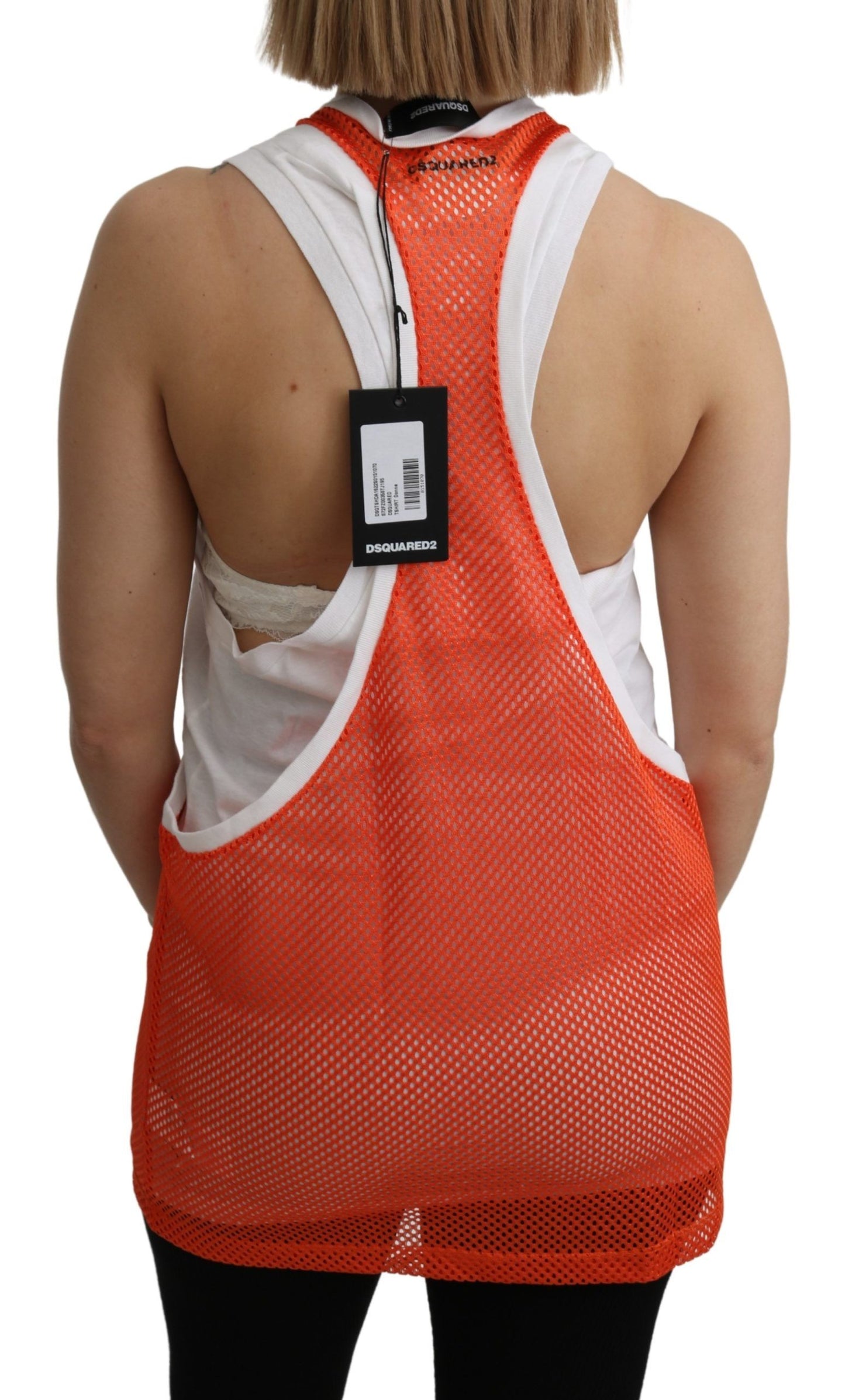 Elegant Sleeveless Cotton Tank in Orange - SEHABRANDS